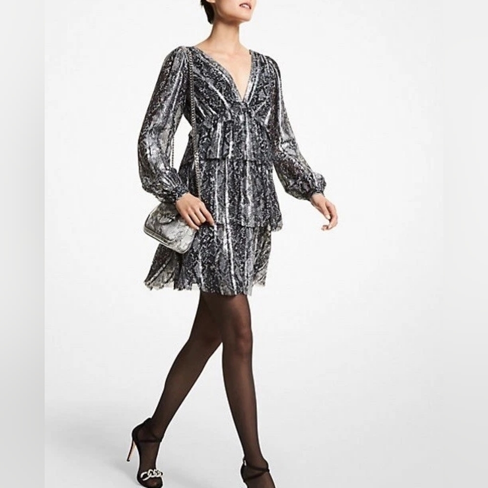 Michael Kors Python Print Mini Dress - Picture 1 of 10